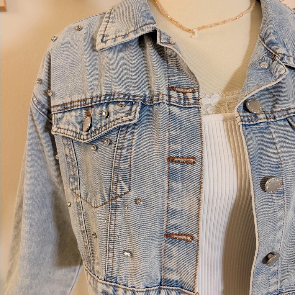 Studded Light Blue Denim Jacket